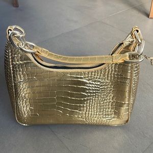 Gold croc shoulder bag